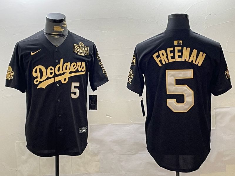 Men Los Angeles Dodgers #5 Freeman Black Gold Game 2024 Nike MLB Jersey style 12021